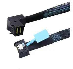 Gen5 MCIO Slimline SFF8654 4i to HD SFF8643 90Degree Cable, 12G HighSpeed Server Interconnect, 1M Gen5 MCIO Slimline SFF8654 4i to HD SFF8643 90Degree Cable, 12G HighSpeed Server Interconnect, 1M