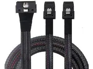 0.8M/31.49in PCIe Slimline LP LowProfile SFF8654 8i to 2×SFF8087 Internal Server Cable, 30AWG 12Gbps HighSpeed Breakout Harness 0.8M/31.49in PCIe Slimline LP LowProfile SFF8654 8i to 2×SFF8087 Internal Server Cable, 30AWG 12Gbps HighSpeed Breakout Harness