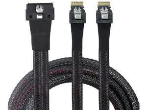 PCIe SlimSAS LP LowProfile SFF8654 8i to Dual SFF8654 4i HighSpeed Server Interconnect Cable, 12Gbps, 0.8M PCIe SlimSAS LP LowProfile SFF8654 8i to Dual SFF8654 4i HighSpeed Server Interconnect Cable, 12Gbps, 0.8M