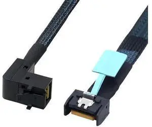 Gen5 MCIO Slimline SFF8654 4i to HD SFF8643 90Degree Cable, 12G HighSpeed Server Interconnect, 0.8M Gen5 MCIO Slimline SFF8654 4i to HD SFF8643 90Degree Cable, 12G HighSpeed Server Interconnect, 0.8M