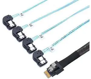 PCIe Slimline SAS 4.0 SFF8654 38Pin to 4×SATA 7Pin LeftAngle Cable, 30AWG HighSpeed Server Data Transfer Cable for RAID Controller, HDD & SSD, 1M/39.37in PCIe Slimline SAS 4.0 SFF8654 38Pin to 4×SATA 7Pin LeftAngle Cable, 30AWG HighSpeed Server Data Transfer Cable for RAID Controller, HDD & SSD, 1M/39.37in