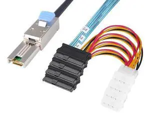 2PCS MiniSAS SFF8088 26Pin to 4×SAS SFF8482 29Pin with Power Cable, 1 Meter / 3.3FT 2PCS MiniSAS SFF8088 26Pin to 4×SAS SFF8482 29Pin with Power Cable, 1 Meter / 3.3FT