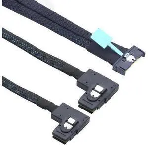 PCIe Gen5 MCIO 8X 8i to Dual Mini SAS SFF8087 Right Angle Server Adapter Cable, 32Gbps HighSpeed 85Ohm Data Cable for RAID Controller, HDD, SSD, 0.5M/19.68in PCIe Gen5 MCIO 8X 8i to Dual Mini SAS SFF8087 Right Angle Server Adapter Cable, 32Gbps HighSpeed 85Ohm Data Cable for RAID Controller, HDD, SSD, 0.5M/19.68in