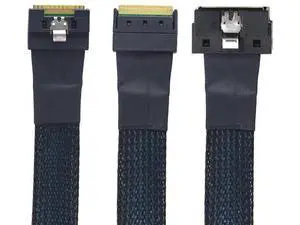PCIe SlimSAS LP LowProfile SFF8654 8i to SFF8654 8X Server Cable, 24Gbps HighSpeed, 85 Impedance, FlattoFlat Internal Cable with AntiMisplug Design, Black, 0.5M PCIe SlimSAS LP LowProfile SFF8654 8i to SFF8654 8X Server Cable, 24Gbps HighSpeed, 85 Impedance, FlattoFlat Internal Cable with AntiMisplug Design, Black, 0.5M