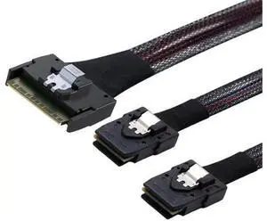 SlimSAS SFF8654 8i 74Pin to 2×SAS SFF8087 Cable, 12Gbps HighSpeed Internal Server Connection, AntiMisplug Design, 32AWG 85 Ohm, 0.8M SlimSAS SFF8654 8i 74Pin to 2×SAS SFF8087 Cable, 12Gbps HighSpeed Internal Server Connection, AntiMisplug Design, 32AWG 85 Ohm, 0.8M