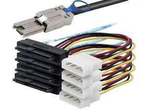 Mini SAS HD SFF8088 26Pin to 4×SAS SFF8482 with Power Cable, 6Gbps HighSpeed Server Data Cable for RAID Controller, Storage Expansion & Workstation, 0.5M/19.68in Mini SAS HD SFF8088 26Pin to 4×SAS SFF8482 with Power Cable, 6Gbps HighSpeed Server Data Cable for RAID Controller, Storage Expansion & Workstation, 0.5M/19.68in