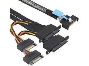 PCIe 5.0 Slimline MCIO 8i 74Pin to Dual SFF8639 Cable with 15Pin Power Connectors, HighSpeed 32Gbps Server Data Cable Compatible with U.2 SSDs & Storage Systems, 1M/39.37in PCIe 5.0 Slimline MCIO 8i 74Pin to Dual SFF8639 Cable with 15Pin Power Connectors, HighSpeed 32Gbps Server Data Cable Compatible with U.2 SSDs & Storage Systems, 1M/39.37in