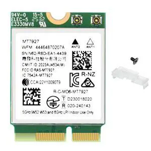 MT7927 WiFi 7 Card Tri-Band 802.11be Wireless Adapter, 2.4/5/6GHz BT 5.4 | MU-MIMO, WPA3, M.2 Key E for Windows 11 PC Laptop , Compatible with Intel & AMD Motherboard MT7927 WiFi 7 Card Tri-Band 802.11be Wireless Adapter, 2.4/5/6GHz BT 5.4 | MU-MIMO, WPA3, M.2 Key E for Windows 11 PC Laptop , Compatible with Intel & AMD Motherboard