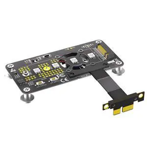 3 in 1 Combo M.2(NGFF) NVME M-Key SSD to PCI- E 1X Extension Cable with Cooling Fan and Automatic Discoloration LED 3 in 1 Combo M.2(NGFF) NVME M-Key SSD to PCI- E 1X Extension Cable with Cooling Fan and Automatic Discoloration LED