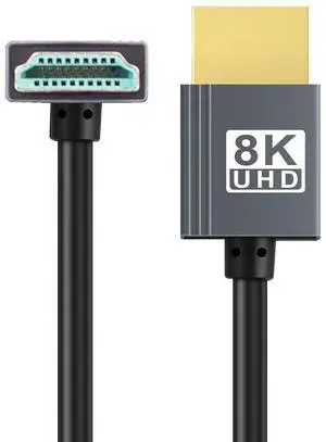 Up Angled Ultra Soft HDMI 2.1 to HDMI 8K High Flex 90 Degree HDTV Cable Hyper Super Flexible Cord High Speed Type-A Male to Male for Computer HDTV (Up Angled 50cm) Up Angled Ultra Soft HDMI 2.1 to HDMI 8K High Flex 90 Degree HDTV Cable Hyper Super Flexible Cord High Speed Type-A Male to Male for Computer HDTV (Up Angled 50cm)