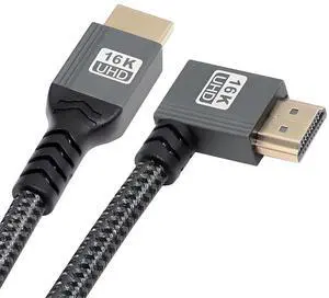 Left Angled 16K 8K UHD HDMI 2.2 Version Type-A Male to HDMI Male HDTV Cable 90 Degree for HDTV Desktop Laptop Monitor (100cm) Left Angled 16K 8K UHD HDMI 2.2 Version Type-A Male to HDMI Male HDTV Cable 90 Degree for HDTV Desktop Laptop Monitor (100cm)