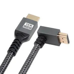 Down Angled 16K 8K UHD HDMI 2.2 Version Type-A Male to HDMI Male HDTV Cable 90 Degree for HDTV Desktop Laptop Monitor (50cm) Down Angled 16K 8K UHD HDMI 2.2 Version Type-A Male to HDMI Male HDTV Cable 90 Degree for HDTV Desktop Laptop Monitor (50cm)