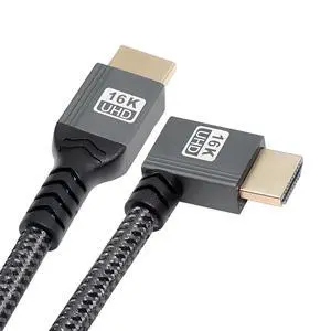 Right Angled 16K 8K UHD HDMI 2.2 Version Type-A Male to HDMI Male HDTV Cable 90 Degree for HDTV Desktop Laptop Monitor (50cm) Right Angled 16K 8K UHD HDMI 2.2 Version Type-A Male to HDMI Male HDTV Cable 90 Degree for HDTV Desktop Laptop Monitor (50cm)