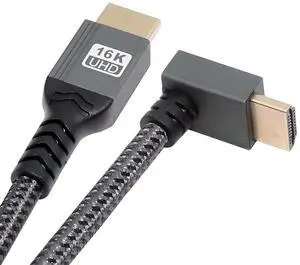 Up Angled 16K 8K UHD HDMI 2.2 Version Type-A Male to HDMI Male HDTV Cable 90 Degree for HDTV Desktop Laptop Monitor (100cm) Up Angled 16K 8K UHD HDMI 2.2 Version Type-A Male to HDMI Male HDTV Cable 90 Degree for HDTV Desktop Laptop Monitor (100cm)