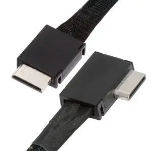 Left Angled 90 Degree OcuLink PCIe 4.0 PCI-Express SFF-8611 4i to SFF-8611 Data Active Cable for eGPU SSD 50cm Left Angled 90 Degree OcuLink PCIe 4.0 PCI-Express SFF-8611 4i to SFF-8611 Data Active Cable for eGPU SSD 50cm