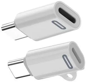 2pcs/Set USB-C Type C Male to 8P Female 27W Power 480Mbps Data Adapter Compatible with iPhone 15 & Android & Tablet 2pcs/Set USB-C Type C Male to 8P Female 27W Power 480Mbps Data Adapter Compatible with iPhone 15 & Android & Tablet