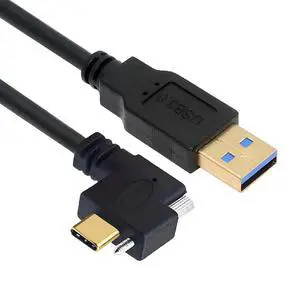 USB 3.1 Type-C Single Locking Screw Left Right Angled to USB3.0 Type-A Male to Male Data Power Cable for Camera 3M USB 3.1 Type-C Single Locking Screw Left Right Angled to USB3.0 Type-A Male to Male Data Power Cable for Camera 3M