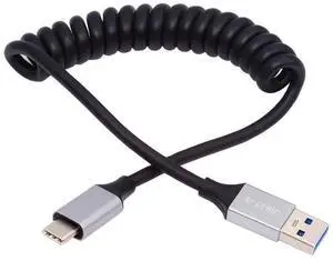 Cable USB 3.0 Type-A Male to USB-C Type-C Male Stretch Coiled Cable 100cm Extension 5Gbps for Disk Phone Camera Data Cable USB 3.0 Type-A Male to USB-C Type-C Male Stretch Coiled Cable 100cm Extension 5Gbps for Disk Phone Camera Data