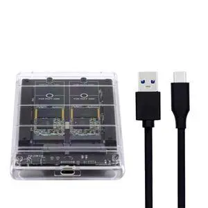 Dual NGFF B+M-Key M.2 SSD Card JOBD Raid0 Span Bridge to USB3.0 Type-C USB-C 2.5inch SATA Combo Enclosure Dual NGFF B+M-Key M.2 SSD Card JOBD Raid0 Span Bridge to USB3.0 Type-C USB-C 2.5inch SATA Combo Enclosure