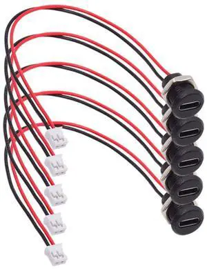 DIY OEM 5pcs/Set Type C Female Socket to 2Pin Header Cable Pitch=2.0mm Panel Mount Type DC 5V Power DIY OEM 5pcs/Set Type C Female Socket to 2Pin Header Cable Pitch=2.0mm Panel Mount Type DC 5V Power
