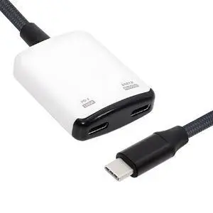USB-C Type-C 1-to-2 VR AR Glass 8K Video OTG USB-C Female 100W PD Power Cable White for NS Handheld Console Laptop Tablet Phone USB-C Type-C 1-to-2 VR AR Glass 8K Video OTG USB-C Female 100W PD Power Cable White for NS Handheld Console Laptop Tablet Phone