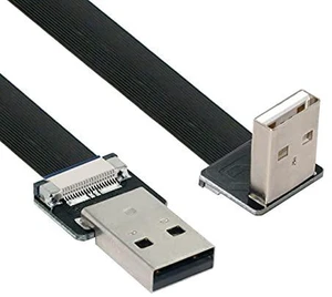 Down Angled USB 2.0 Type-A Male to Type-A Male Data Flat Slim FPC Cable 90 Degree for FPV & Disk & Scanner & Printer 100cm Down Angled USB 2.0 Type-A Male to Type-A Male Data Flat Slim FPC Cable 90 Degree for FPV & Disk & Scanner & Printer 100cm
