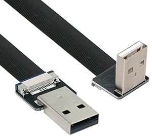 Down Angled USB 2.0 Type-A Male to Type-A Male Data Flat Slim FPC Cable 90 Degree for FPV & Disk & Scanner & Printer 200cm Down Angled USB 2.0 Type-A Male to Type-A Male Data Flat Slim FPC Cable 90 Degree for FPV & Disk & Scanner & Printer 200cm