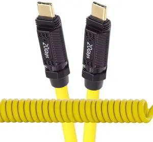 Stretch Coiled USB-C USB4 Cable 20Gbps 140W 8K for Gaming Keyboard Mouse Type-C Male to Male Cable Power & Data Stretch Coiled USB-C USB4 Cable 20Gbps 140W 8K for Gaming Keyboard Mouse Type-C Male to Male Cable Power & Data