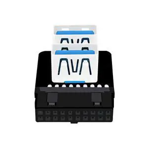 USB3.0 Motherboard 19/20pin Box Header Slot to 10Gbps Dual USB 3.0 Type-A Adapter Forward Angled Vertical Type USB3.0 Motherboard 19/20pin Box Header Slot to 10Gbps Dual USB 3.0 Type-A Adapter Forward Angled Vertical Type