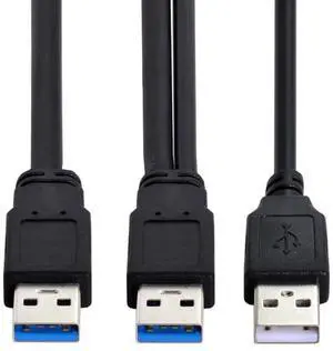 Dual Connector Type-A USB3.0 Male to Type-A USB3.0 Male Extra Power Data Cable Compatible with Disk Drive SSD Printer Scanner (60cm) Dual Connector Type-A USB3.0 Male to Type-A USB3.0 Male Extra Power Data Cable Compatible with Disk Drive SSD Printer Scanner (60cm)