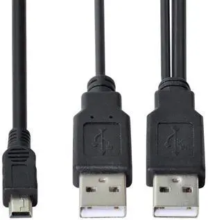 Dual Connector Type-A USB2.0 Male to Mini Micro Type-B USB 5-Pin Male Extra Power Data Cable Compatible with Disk Drive SSD Camera MP4 (60cm) Dual Connector Type-A USB2.0 Male to Mini Micro Type-B USB 5-Pin Male Extra Power Data Cable Compatible with Disk Drive SSD Camera MP4 (60cm)