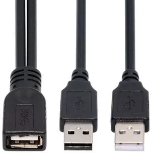 Dual Connector Type-A USB2.0 Male to Type-A USB Female Extra Power Data Cable Compatible with Disk Drive SSD Printer Scanner (20cm) Dual Connector Type-A USB2.0 Male to Type-A USB Female Extra Power Data Cable Compatible with Disk Drive SSD Printer Scanner (20cm)