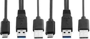 Type-C USB-C to USB 3.0 Male & USB 2.0 Dual Power Data Y Cable for Laptop & Hard Disk (Pack of 2) Type-C USB-C to USB 3.0 Male & USB 2.0 Dual Power Data Y Cable for Laptop & Hard Disk (Pack of 2)