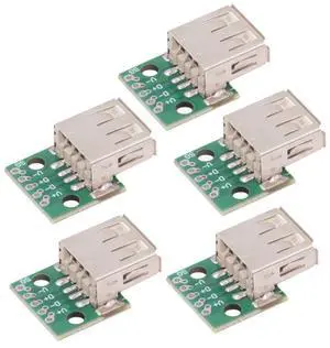 5-piece Set of DIY OEM USB-A 2.0 Female with PCB Board 5Pin Contact (Curled Edge) Assembly Solder Type 5-piece Set of DIY OEM USB-A 2.0 Female with PCB Board 5Pin Contact (Curled Edge) Assembly Solder Type