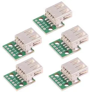 5-piece Set of DIY OEM USB-A 2.0 Female with PCB Board 5Pin Contact (Flat Mouth) Assembly Solder Type 5-piece Set of DIY OEM USB-A 2.0 Female with PCB Board 5Pin Contact (Flat Mouth) Assembly Solder Type