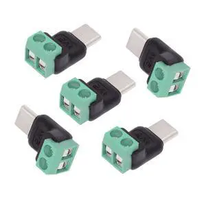 5pcs/Set DIY OEM Repair Solderless Connector 2Pin Terminal Input to Type-C Male Plug Output Connector DC 5V Power 5pcs/Set DIY OEM Repair Solderless Connector 2Pin Terminal Input to Type-C Male Plug Output Connector DC 5V Power