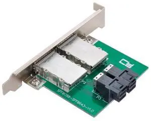 Dual Ports Mini SAS SFF-8088 to Internal SAS HD SFF-8643 PCBA Female Adapter with Low Profile Bracket Dual Ports Mini SAS SFF-8088 to Internal SAS HD SFF-8643 PCBA Female Adapter with Low Profile Bracket
