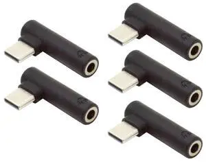 5pcs/Set Type-C to 90 Degree Angled 3.5mm Earphone Adapter Type USB-C 3.1 Male to AUX Audio Female 5pcs/Set Type-C to 90 Degree Angled 3.5mm Earphone Adapter Type USB-C 3.1 Male to AUX Audio Female