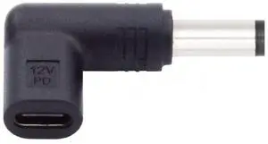 USB 3.1 Type C USB-C Female to DC 12V 5.5x2.1mm Plug 90 Degree Angled Adapter PD Emulator Trigger USB 3.1 Type C USB-C Female to DC 12V 5.5x2.1mm Plug 90 Degree Angled Adapter PD Emulator Trigger