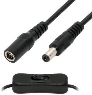 DC Switch Cable with Power Switch On Off Button DC 5.5x2.1mm Male to Female for DC 5V Desk Lamp Fan Camera DC Switch Cable with Power Switch On Off Button DC 5.5x2.1mm Male to Female for DC 5V Desk Lamp Fan Camera