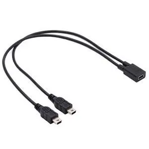 DC 5V Power Mini USB 2.0 Female to 5Pin Dual Mini USB Male Splitter Extension Charge Cable 20cm DC 5V Power Mini USB 2.0 Female to 5Pin Dual Mini USB Male Splitter Extension Charge Cable 20cm