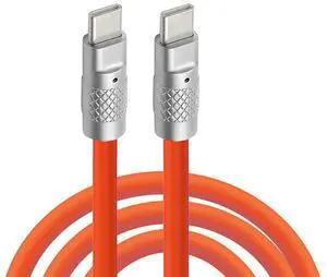 Type C USB-C to USB-C Liquid Silicone Ultra Soft 120W Power USB2.0 Data Orange Cable Fast Charge for Laptop Tablet Phone 1M Type C USB-C to USB-C Liquid Silicone Ultra Soft 120W Power USB2.0 Data Orange Cable Fast Charge for Laptop Tablet Phone 1M
