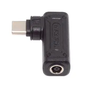 DC Jack 4.5x3.0mm Input to USB-C Type-C Angled 90 Degree Power Plug 140W 100W Charge Adapter for Laptop Phone DC Jack 4.5x3.0mm Input to USB-C Type-C Angled 90 Degree Power Plug 140W 100W Charge Adapter for Laptop Phone