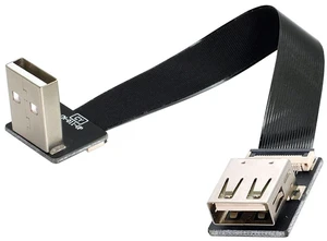 Up Angled USB 2.0 Type-A Male to Female Extension Data Flat Slim FPC Cable for FPV & Disk & Scanner & Printer 100CM Up Angled USB 2.0 Type-A Male to Female Extension Data Flat Slim FPC Cable for FPV & Disk & Scanner & Printer 100CM