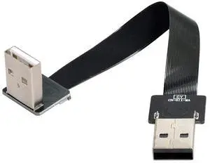 USB 2.0 Type-A Male to Type-A Male Data Flat Slim FPC Cable Down Angled 90 Degree for FPV & Disk & Scanner & Printer 20CM USB 2.0 Type-A Male to Type-A Male Data Flat Slim FPC Cable Down Angled 90 Degree for FPV & Disk & Scanner & Printer 20CM