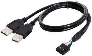 Motherboard 9Pin 10Pin Female Header Housing to Dual USB 2.0 Male Type-A Cable 50cm Motherboard 9Pin 10Pin Female Header Housing to Dual USB 2.0 Male Type-A Cable 50cm