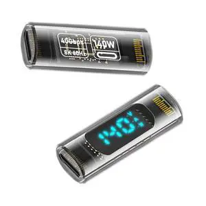 40Gbps 140W USB4.0 Type-C Smart LED Display USB-C Female to Female Extension Adapter Current Voltage Monitoring Tester Detector 40Gbps 140W USB4.0 Type-C Smart LED Display USB-C Female to Female Extension Adapter Current Voltage Monitoring Tester Detector