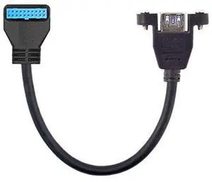 USB 3.0 Single Port A Female Screw Mount Type to Down Angled Motherboard 20pin Header Cable 90 Degree USB 3.0 Single Port A Female Screw Mount Type to Down Angled Motherboard 20pin Header Cable 90 Degree