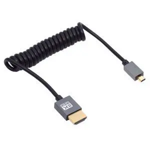 8K 60hz Micro HDMI Type-D 2.1 Male to HDMI Male Stretch Coiled Cable for HDTV Computer Laptop Monitor 100cm 8K 60hz Micro HDMI Type-D 2.1 Male to HDMI Male Stretch Coiled Cable for HDTV Computer Laptop Monitor 100cm
