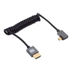 8K 60hz Micro HDMI Type-D 2.1 Male to HDMI Male Stretch Coiled Cable Left Angled for HDTV Computer Laptop Monitor 100cm 8K 60hz Micro HDMI Type-D 2.1 Male to HDMI Male Stretch Coiled Cable Left Angled for HDTV Computer Laptop Monitor 100cm